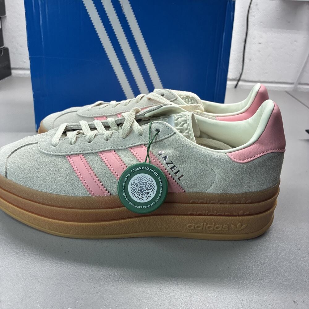 Adidas Gazelle Bold J Beige Semi Pink Spark GS Sneakers JQ7409 Size 6 Youth - Picture 3 of 7